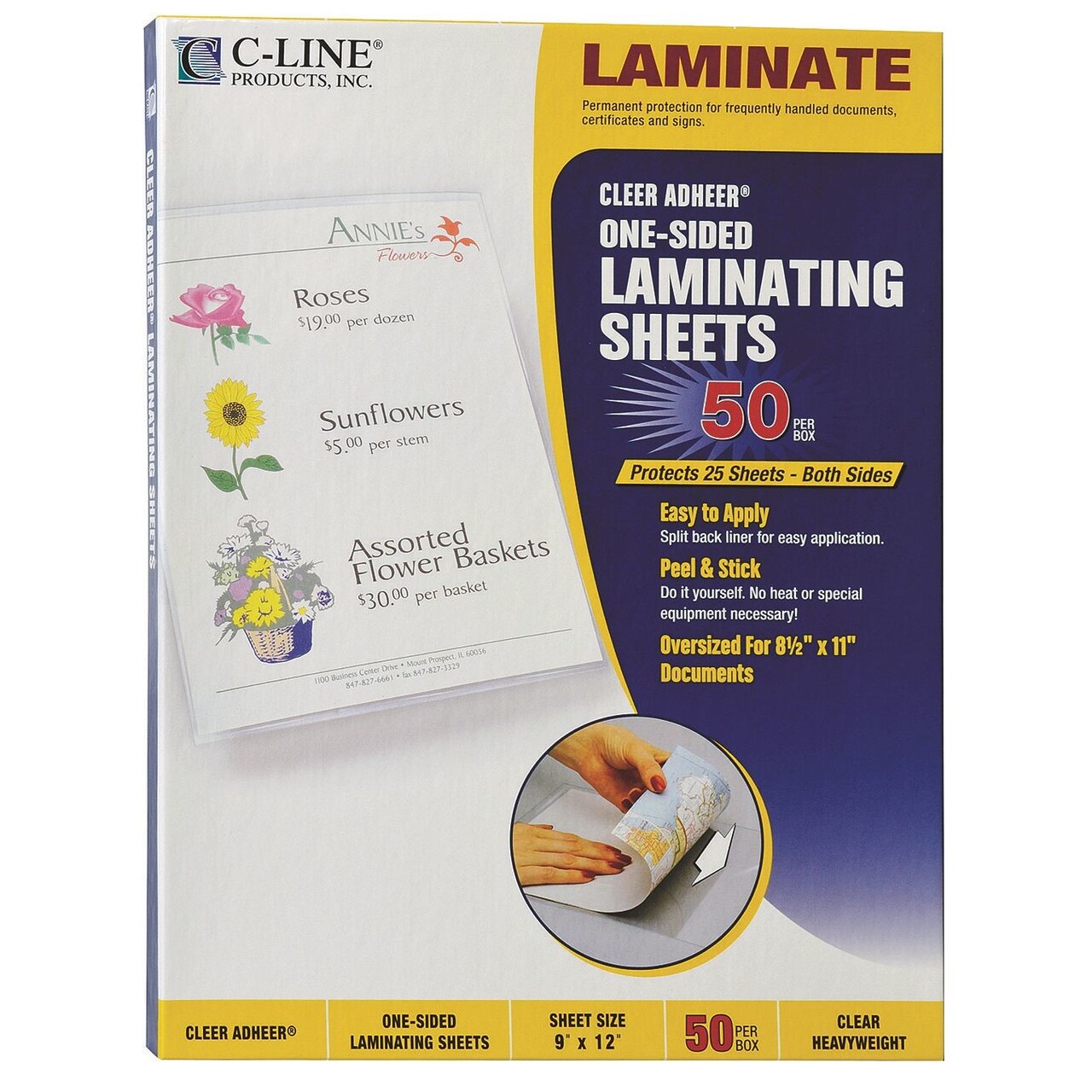 Cleer Adheer® Heavyweight Laminating Sheets, 9” x 12” (Box of 50)